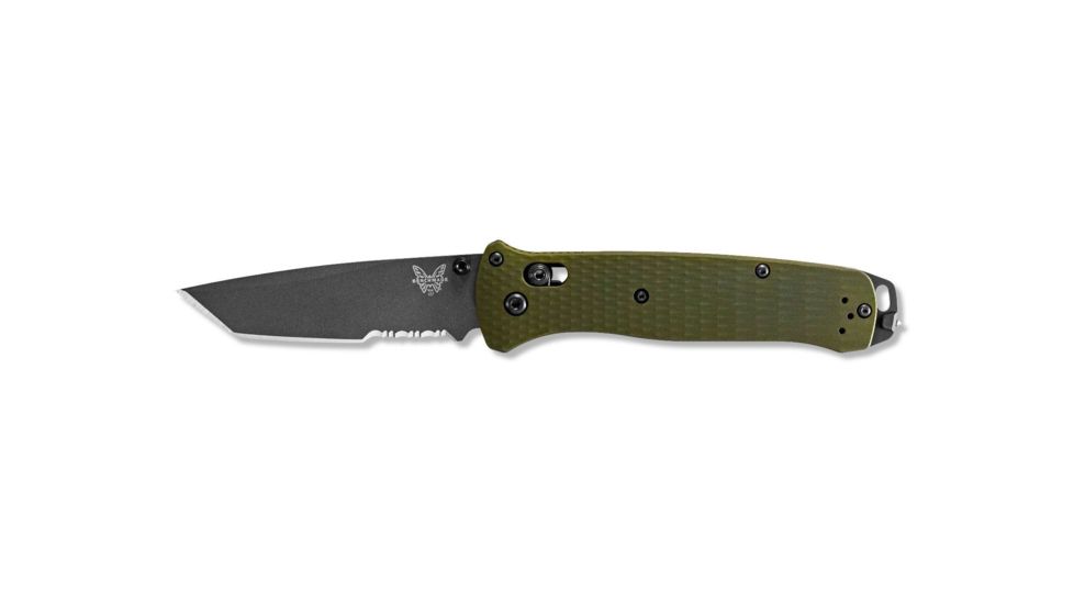 Benchmade Bailout Folding Knife, 3.38in, CPM-M4 Serrated Tanto Blade, Woodland Green Handle, 537SGY-1