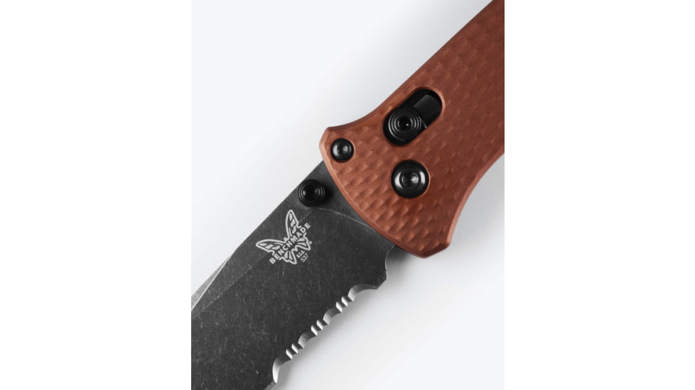 Benchmade Bailout Folding Knife, 3.38in, Serrated, CPM-Magnacut Stainless Steel, Tanto, 6061-T6 Aluminum, Burnt Copper, 537SBK-07
