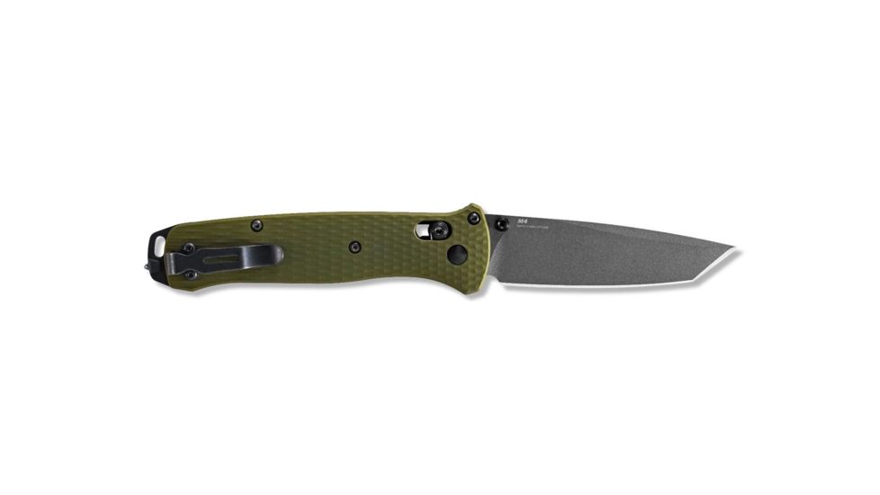 Benchmade Bailout Folding Knife, 3.38in, CPM-M4 Non Serrated Tanto Blade, Woodland Green anodized 6061-T6 aluminum handle, 537GY-1