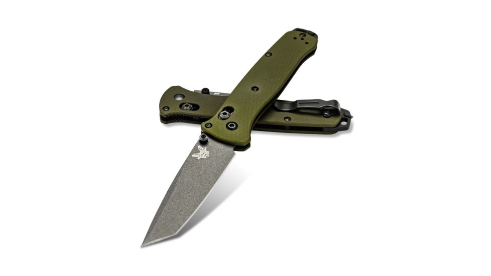 Benchmade Bailout Folding Knife, 3.38in, CPM-M4 Non Serrated Tanto Blade, Woodland Green anodized 6061-T6 aluminum handle, 537GY-1