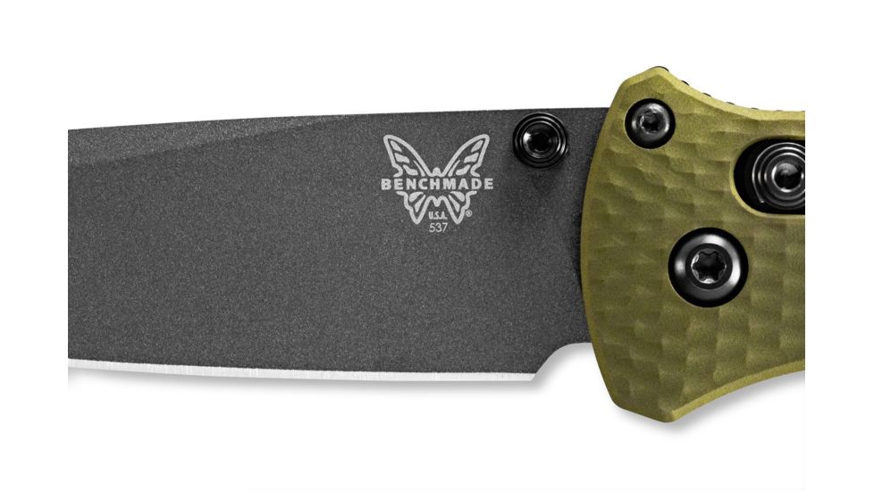 Benchmade Bailout Folding Knife, 3.38in, CPM-M4 Non Serrated Tanto Blade, Woodland Green anodized 6061-T6 aluminum handle, 537GY-1