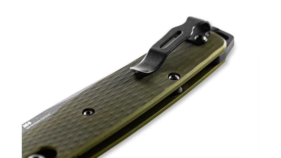 Benchmade Bailout Folding Knife, 3.38in, CPM-M4 Non Serrated Tanto Blade, Woodland Green anodized 6061-T6 aluminum handle, 537GY-1