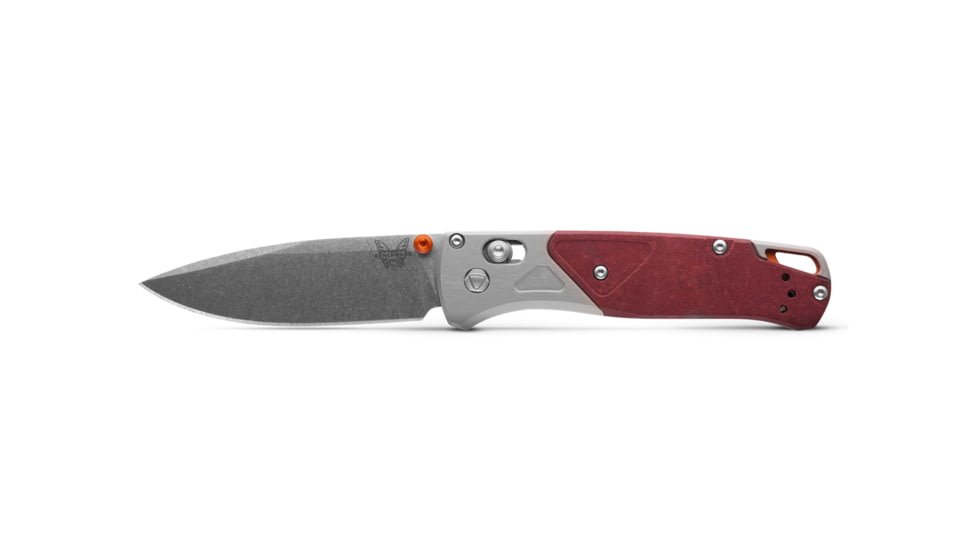 Benchmade Blue Class Bugout Folding Knife, 3.24in, CPM S90V Stainless Steel, Aluminum/Richlite, Ash Gray/Redstone, 535-09
