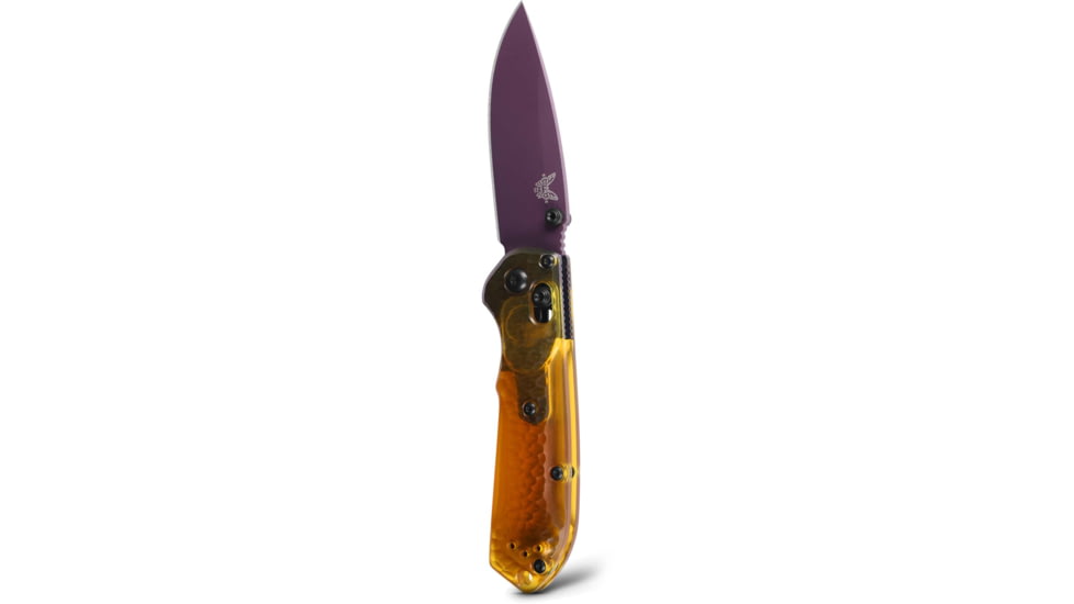Benchmade Blue Class Mini Freek Shot Show Folding Knife, 3in, CPM-M4 High Speed Steel, Amber, ULTEM, 565PL-2501