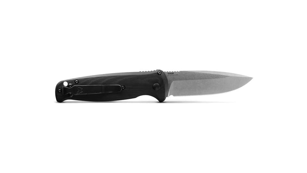 Benchmade CLA Auto Automatic Folding Knife, 3.4in, Drop-Point Blade, Black Handle, Satin Blade, 4300