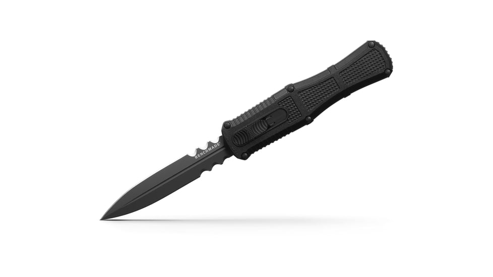 Benchmade Claymore OTF Dagger Automatic Folding Knife, 3.89in, CPM-D2 Steel, Dagger Blade, Serrated, Grivory Black, 3370SGY