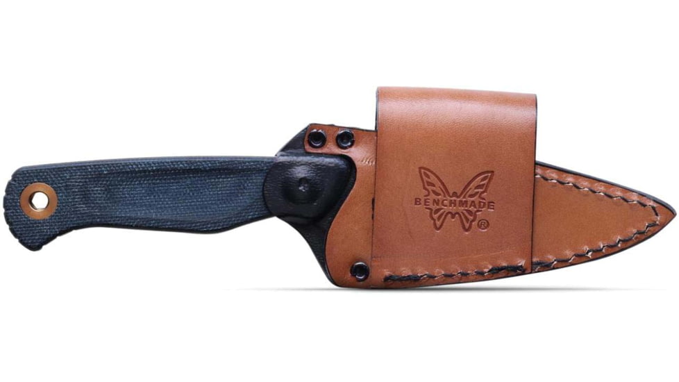 Benchmade Dacian Fixed Blade Knife, 3.54in, Magnacut Stainless Steel, Spear-Point, Micarta, Blue Denim, Brown Sheath, 203-04