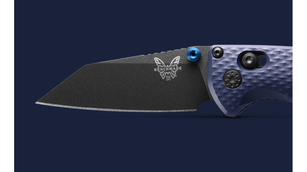 Benchmade Full Immunity Folding Knife, 2.5in, CPM-M4 Cobalt Black Cerakote, Wharncliffe Blade, Crater Blue Aluminum Handle, 290BK