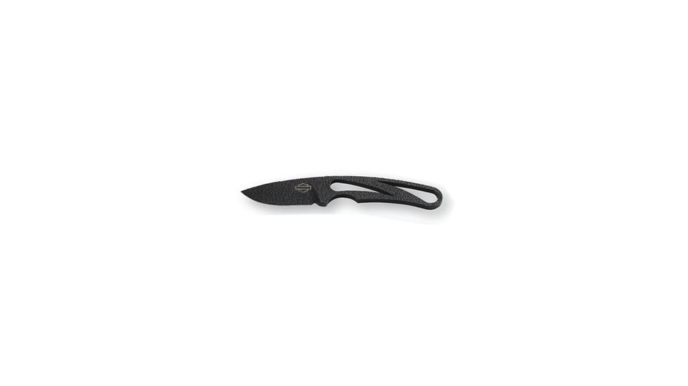Harley Davidson 13212 Tether Knife w/ Plain Edge Blade, Black Oxide Handle &amp; Sheath w/ Tether 13212BK