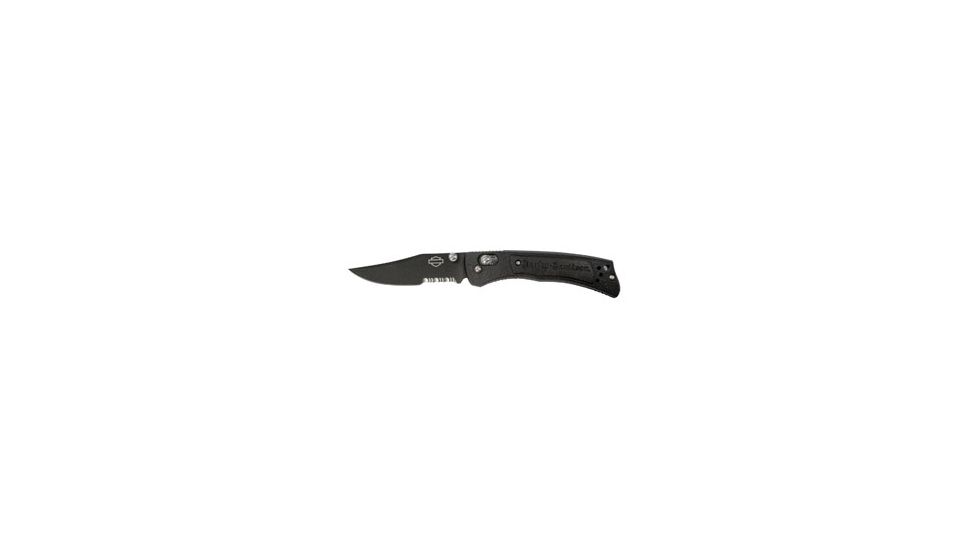 Harley Davidson 13150-1 Mini Hardtail Knife w/ Combo Edge BK1 Steel Blade &amp; Black Handle 13150SBK-1