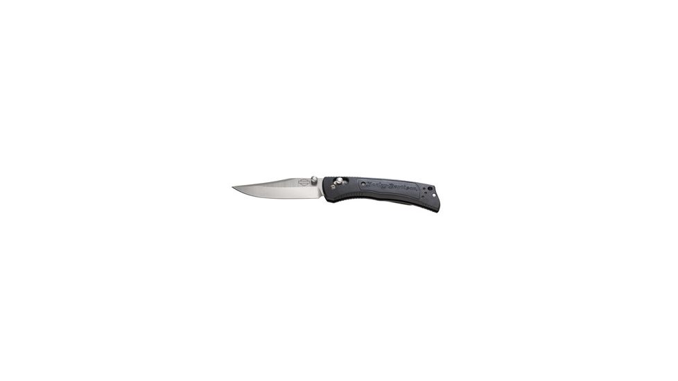 Harley Davidson 13150-1 Mini Hardtail Knife w/ Plain Edge Steel Blade &amp; Black Handle 13150-1