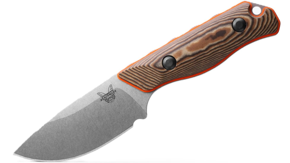 Benchmade Hidden Canyon Hunter Fixed Blade Knife, 2.79in, CPM-S90V Stainless Steel, Drop Point Blade, Richlite G10, Orange G10 Base Layer Handle, 15017-1