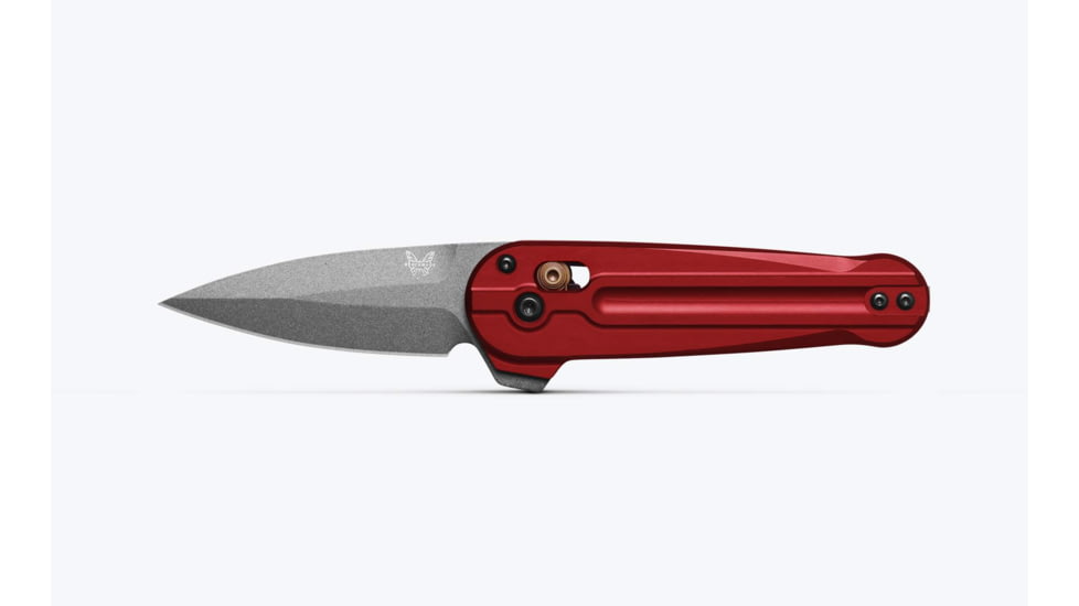 Benchmade Lowden Folding Knife, 2.79in, M390 Stainless Steel, Spear-Point, 6061-T6 Aluminum, Phoenix Red, 491GY-01