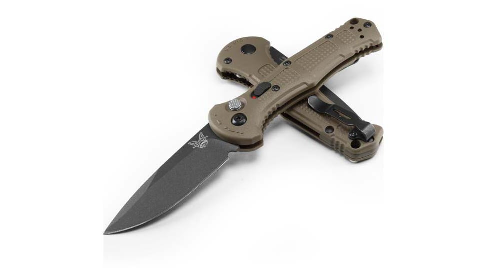 Benchmade Mini Claymore Automatic Folding Knife, 3in, 7.62cm, CPM-D2, Drop-point, Grivory Ranger Green, 9570BK-1