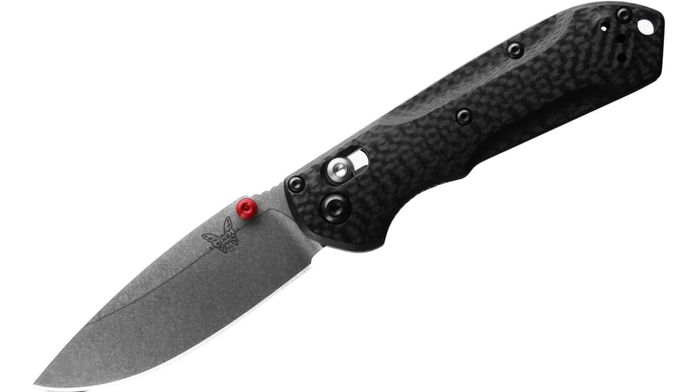 Benchmade Mini Freek Folding Knife, 3in, CPM-S90V Stainless Steel, Drop Point Blade, Carbon Fiber 3K Twill, Black Handle, 565-1