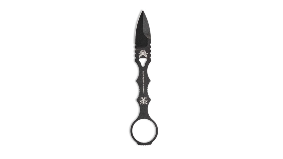 Benchmade Mini SOCP Fixed Blade Knife, 2.22in 440C Stainless Steel Spear Point Blade, Stainless Steel, Black Costed Handle, 177BK