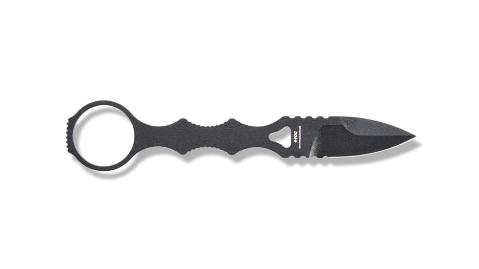 Benchmade Mini SOCP Fixed Blade Knife, 2.22in 440C Stainless Steel Spear Point Blade, Stainless Steel, Black Costed Handle, 177BK