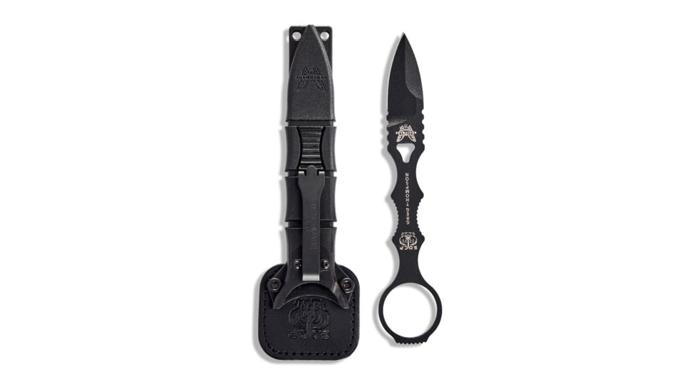 Benchmade Mini SOCP Fixed Blade Knife, 2.22in 440C Stainless Steel Spear Point Blade, Stainless Steel, Black Costed Handle, 177BK