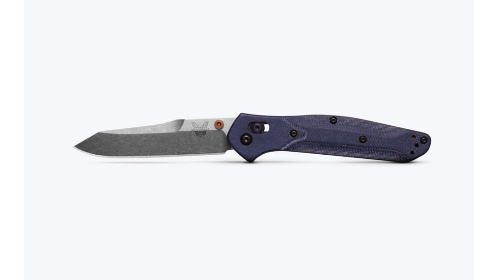 Benchmade Osborne Folding Knife, 3.4in, M390 Stainless Steel, Reverse Tanto, Micarta, Blue Denim, 940-04