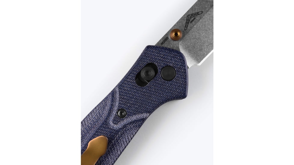 Benchmade Osborne Folding Knife, 3.4in, M390 Stainless Steel, Reverse Tanto, Micarta, Blue Denim, 940-04