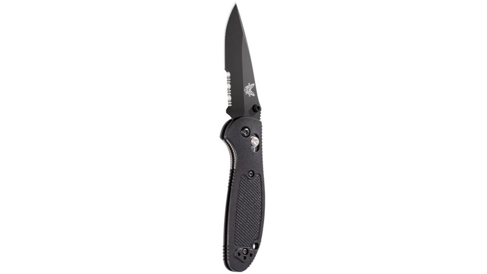 Benchmade Pardue Mini Drop Point Grip Folding Knife, Axs, Stud, Serrated Black Blade, 556SBK-S30V