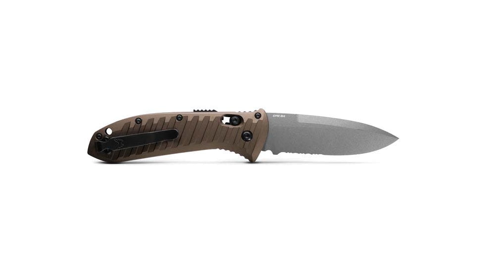 Benchmade Presidio II, Axis Automatic Folding Knife, 3.72in CPM-M4 Super Steel Drop Point Blade, 6061-T6 Aluminum With Burnt Bronze Anodize Handle, 5700SGY-1