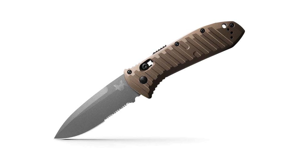 Benchmade Presidio II, Axis Automatic Folding Knife, 3.72in CPM-M4 Super Steel Drop Point Blade, 6061-T6 Aluminum With Burnt Bronze Anodize Handle, 5700SGY-1