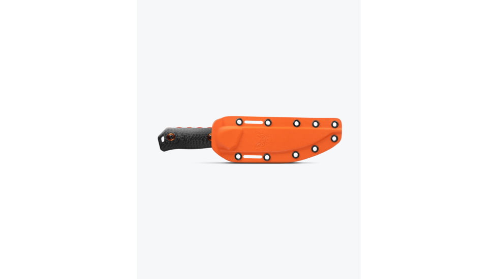 Benchmade Raghorn Fixed Blade Knife, 4in, CPM-Cru-Wear Tool Steel, Drop Point Blade, Carbon Fiber 3K Twill, Black/Orange Handle, 15600OR