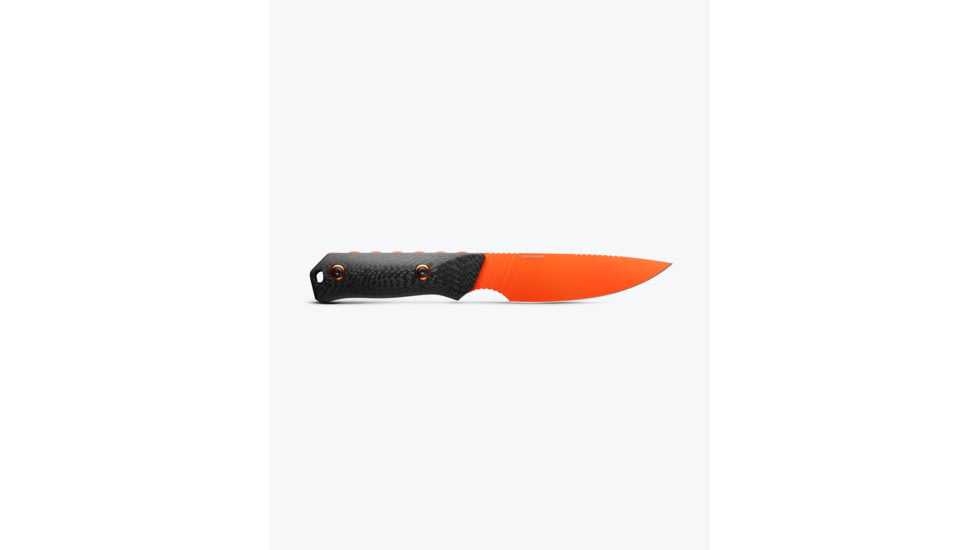 Benchmade Raghorn Fixed Blade Knife, 4in, CPM-Cru-Wear Tool Steel, Drop Point Blade, Carbon Fiber 3K Twill, Black/Orange Handle, 15600OR