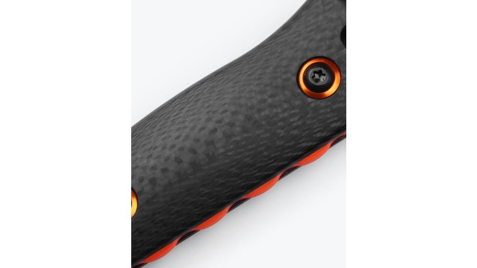 Benchmade Raghorn Fixed Blade Knife, 4in, CPM-Cru-Wear Tool Steel, Drop Point Blade, Carbon Fiber 3K Twill, Black/Orange Handle, 15600OR