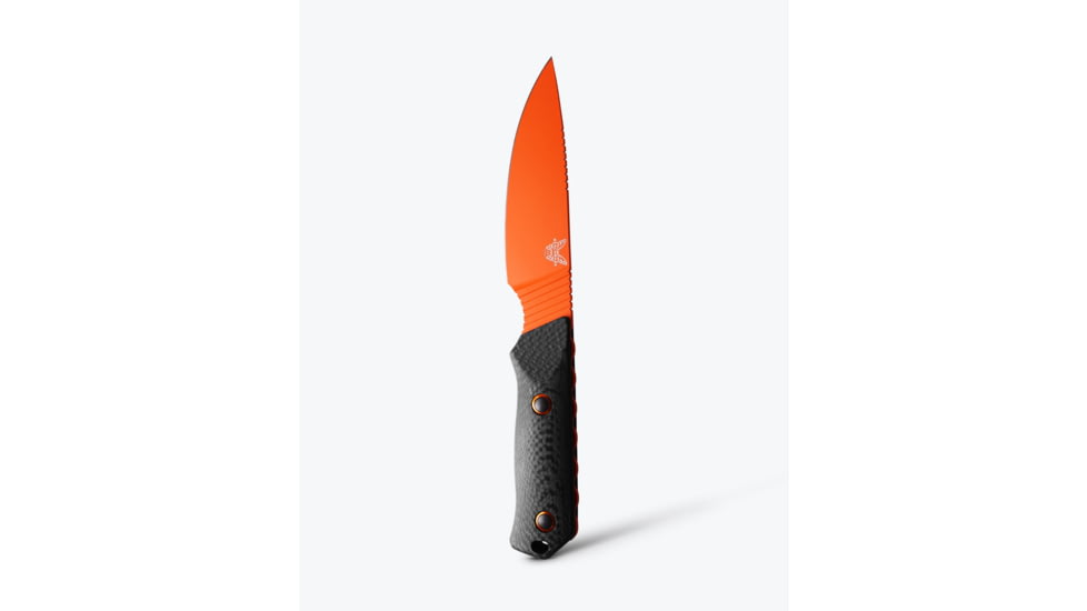 Benchmade Raghorn Fixed Blade Knife, 4in, CPM-Cru-Wear Tool Steel, Drop Point Blade, Carbon Fiber 3K Twill, Black/Orange Handle, 15600OR