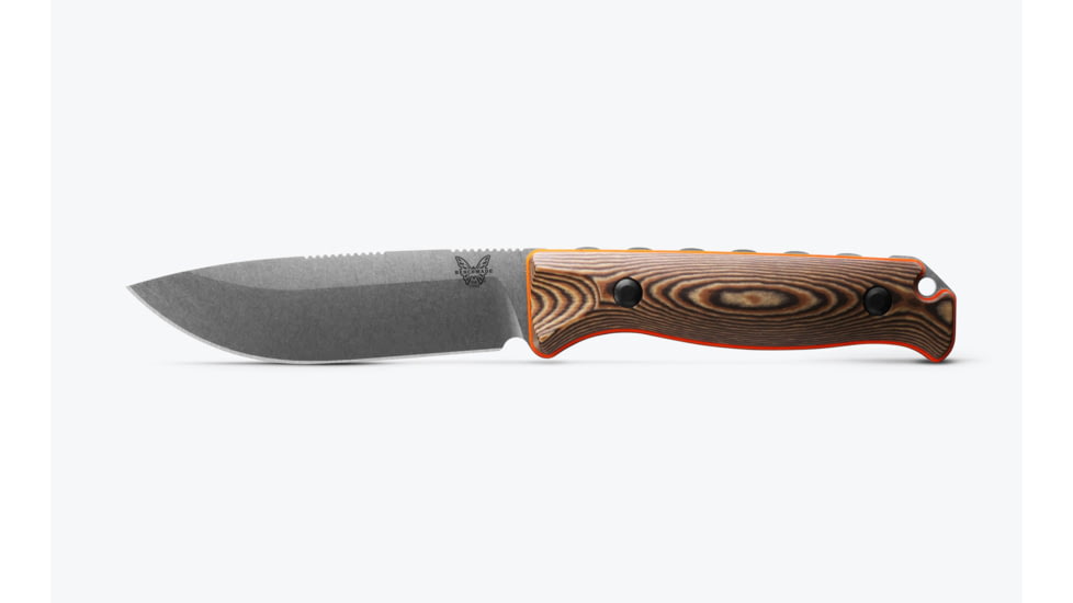 Benchmade Saddle Mountain Skinner Fixed Blade Knife, 4.2in, CPM-S90V Stainless Steel, Drop Point Blade, Richlite G10, Orange Base Layer Handle, 15002-1