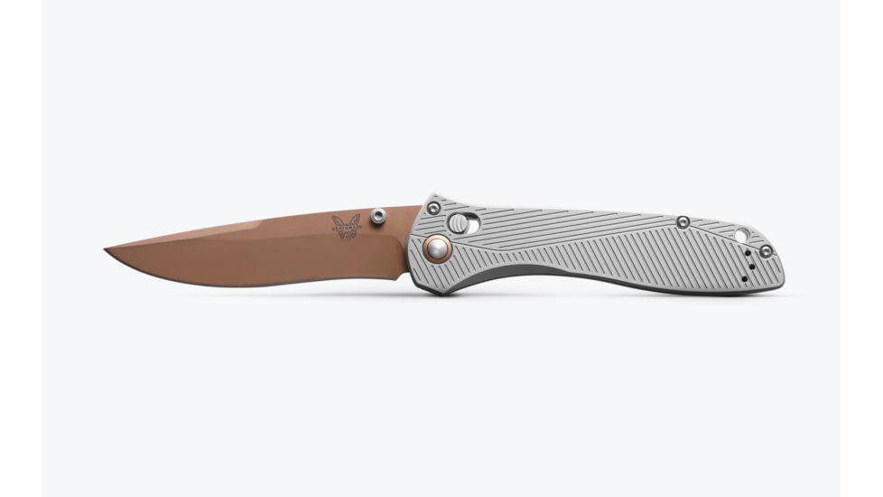 Benchmade Seven Ten Folding Knife, 4in, CPM-S90V Stainless Steel, Recurve Drop Point Blade, 6061-T6 Anodized Aluminum, Gray Aluminum Handle, 710FE-24
