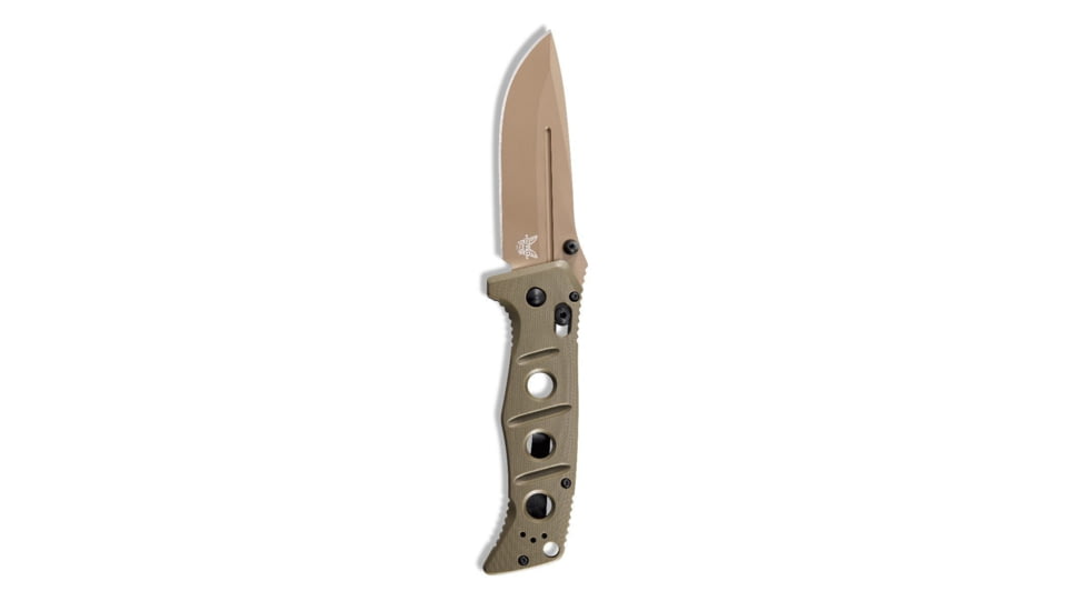 Benchmade Sibert Adamas Axis Stud Folding Knife, 3.82in CPM-CruWear Steel Drop Point Flat Earth Coated Blade, Contoured G-10 Handle, 275FE-2