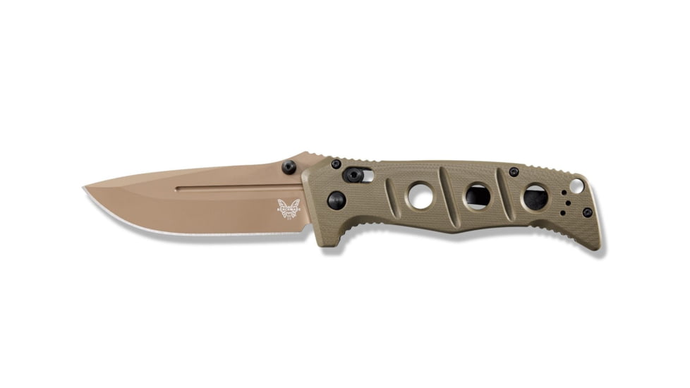 Benchmade Sibert Adamas Axis Stud Folding Knife, 3.82in CPM-CruWear Steel Drop Point Flat Earth Coated Blade, Contoured G-10 Handle, 275FE-2