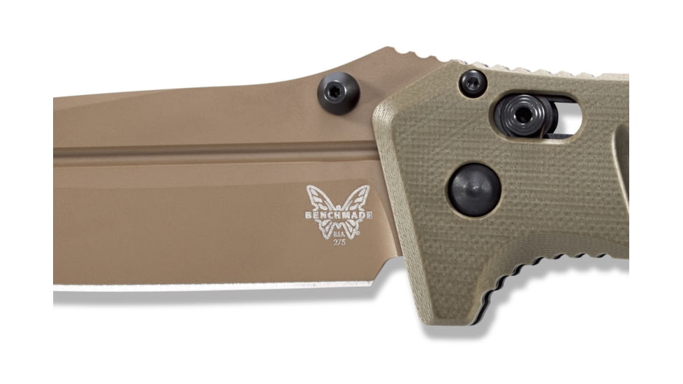 Benchmade Sibert Adamas Axis Stud Folding Knife, 3.82in CPM-CruWear Steel Drop Point Flat Earth Coated Blade, Contoured G-10 Handle, 275FE-2