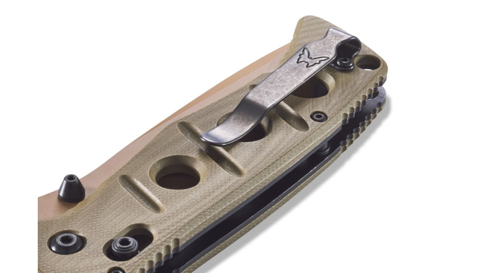 Benchmade Sibert Adamas Axis Stud Folding Knife, 3.82in CPM-CruWear Steel Drop Point Serrated Flat Earth Coated Blade, Contoured G-10 Handle, 275SFE-2