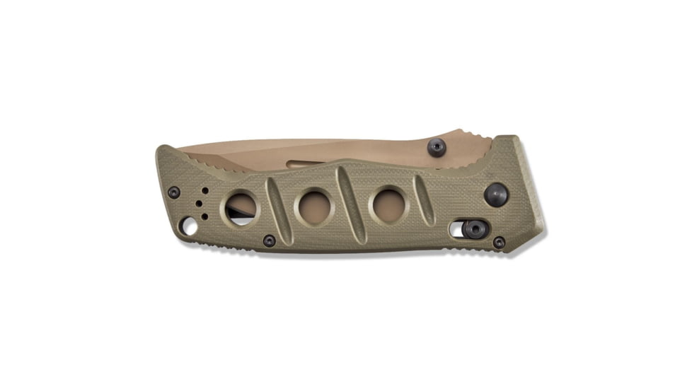 Benchmade Sibert Adamas Axis Stud Folding Knife, 3.82in CPM-CruWear Steel Drop Point Serrated Flat Earth Coated Blade, Contoured G-10 Handle, 275SFE-2