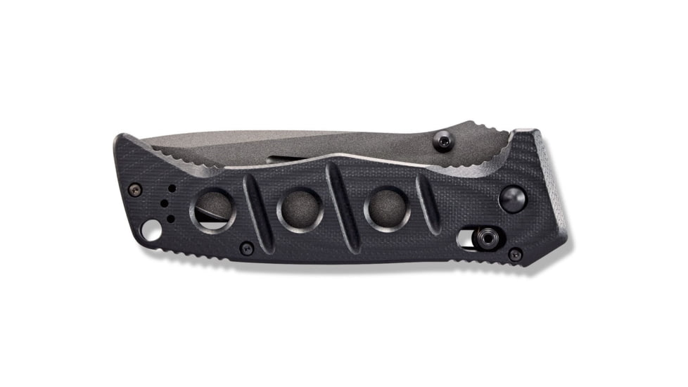 Benchmade Sibert Adamas Axis Stud Folding Knife, 3.82in CPM-CruWear Steel Drop Point Serrated Grey Coated Blade, Contoured G-10 Handle, 275SGY-1