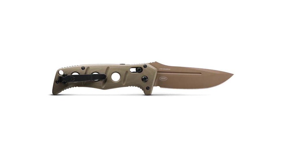 Benchmade Sibert Auto Adamas Axis Stud Automatic Folding Knife, 3.8in CPM-CruWear Steel Drop Point Flat Earth Coated Blade, G10 Handle, 2750FE-2