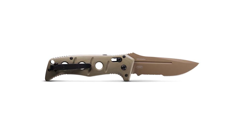 Benchmade Sibert Auto Adamas Axis Stud Automatic Folding Knife, 3.8in CPM-CruWear Steel Drop Point Serrated Flat Earth Coated Blade, G10 Handle, 2750SFE-2