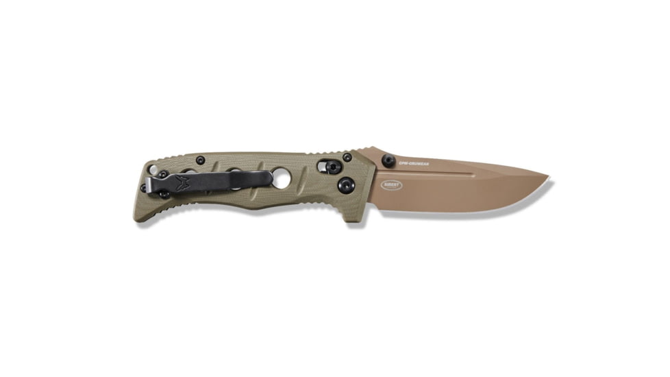 Benchmade Sibert Mini Adamas Axis Stud Folding Knife, 3.25in CPM-CruWear Steel Drop Point Flat Earth Coated Blade, Contoured G-10 Handle, 273FE-2