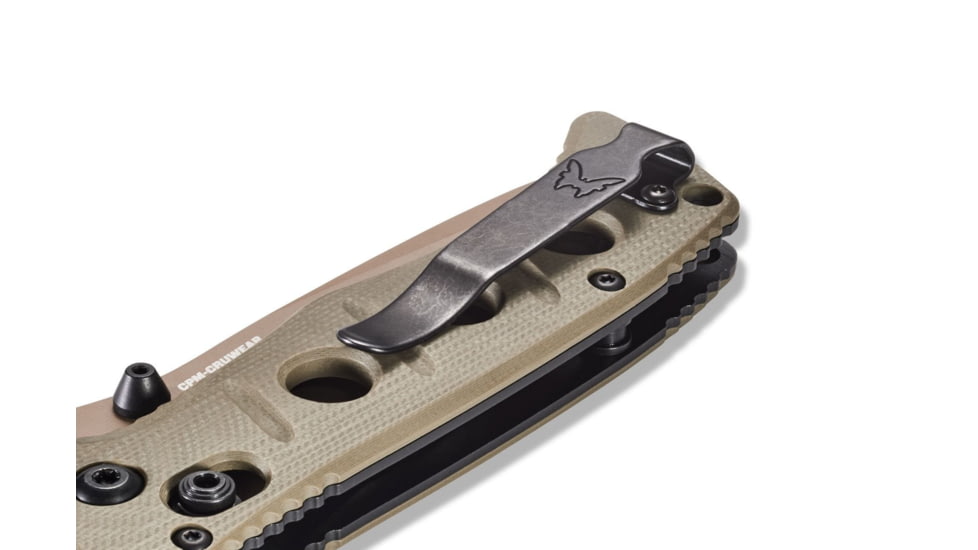 Benchmade Sibert Mini Adamas Axis Stud Folding Knife, 3.25in CPM-CruWear Steel Drop Point Flat Earth Coated Blade, Contoured G-10 Handle, 273FE-2