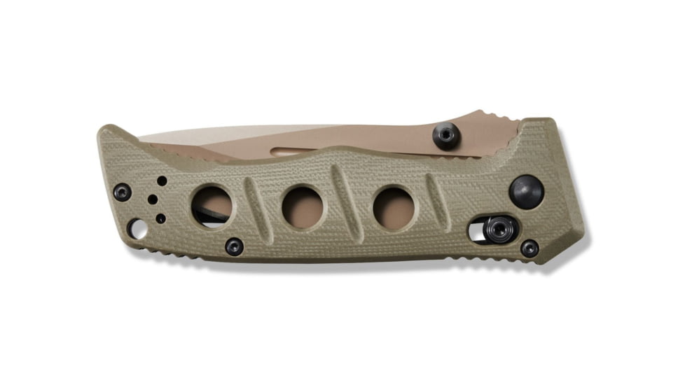 Benchmade Sibert Mini Adamas Axis Stud Folding Knife, 3.25in CPM-CruWear Steel Drop Point Flat Earth Coated Blade, Contoured G-10 Handle, 273FE-2