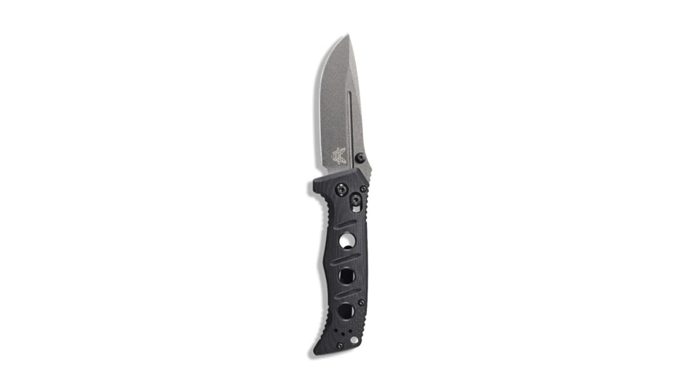 Benchmade Sibert Mini Adamas Axis Stud Folding Knife, 3.25in CPM-CruWear Steel Drop Point Grey Coated Blade, Contoured G-10 Handle, 273GY-1
