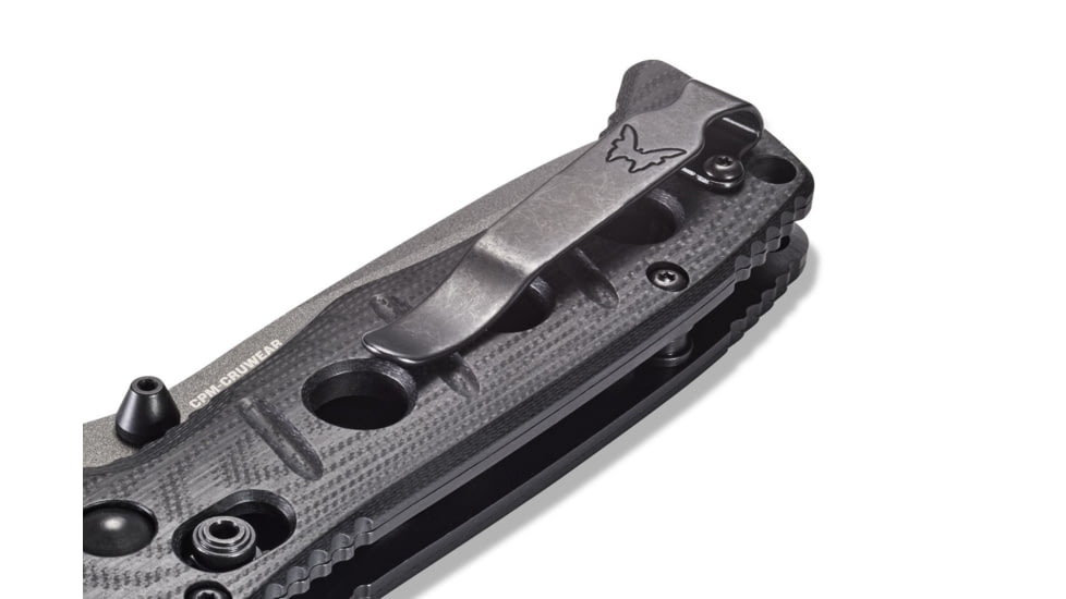 Benchmade Sibert Mini Adamas Axis Stud Folding Knife, 3.25in CPM-CruWear Steel Drop Point Grey Coated Blade, Contoured G-10 Handle, 273GY-1