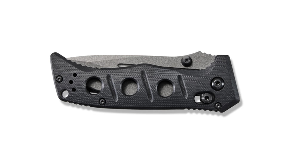 Benchmade Sibert Mini Adamas Axis Stud Folding Knife, 3.25in CPM-CruWear Steel Drop Point Grey Coated Blade, Contoured G-10 Handle, 273GY-1