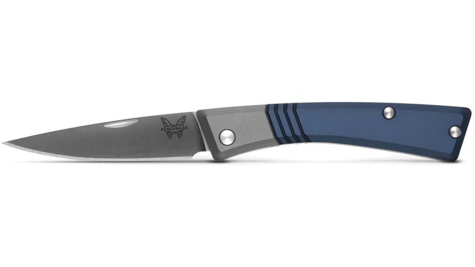 Benchmade Successor Folding Knife, 2.56in, M390 Stainless Steel, Drop-Point, 6061-T6 Aluminum, Ash Gray/ Crater Blue, 315