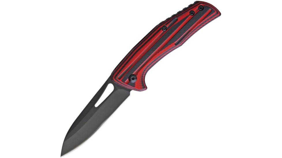 Benchmark Slip Joint Folder Folding Knife, 2.5in Black SS Blade, Black/Red G10 Handle, Slip Joint, Thumb Pull, Pocket Clip, Black and red, BMK120/BF21099 3" BLADE