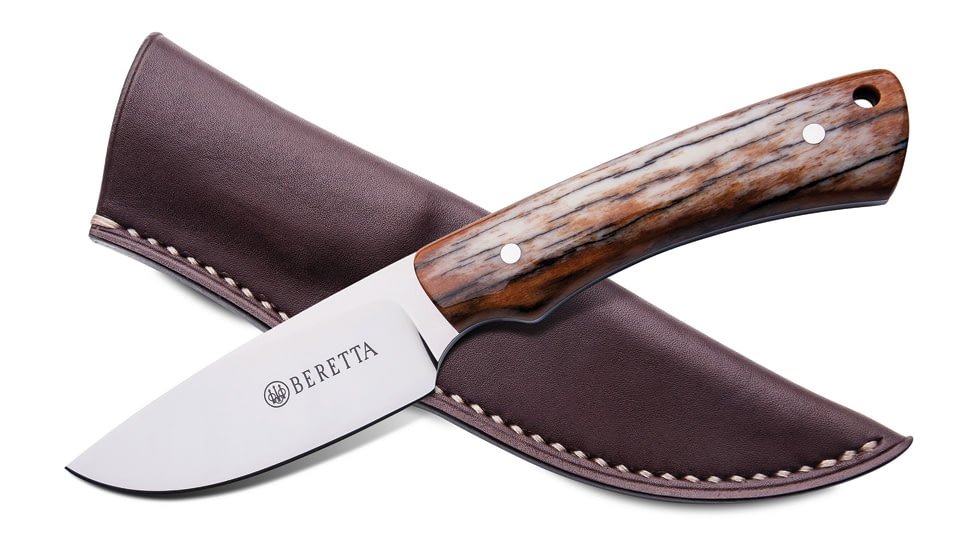 Beretta Hunter Fixed Blade Knife, 3.25in, Bohler N690, Drop Point, Giraffe Bone Handle, BER0102